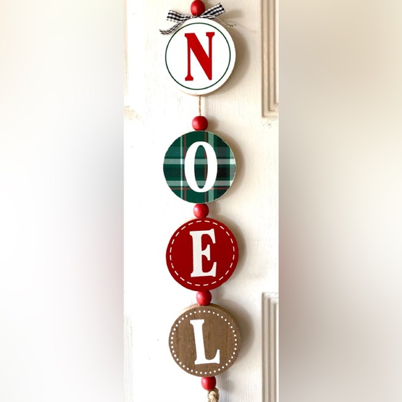 Christmas Noel Plaid Solid Letter Ornament Twine Tassel Rustic Hanging Decor New - Picture 2 of 3